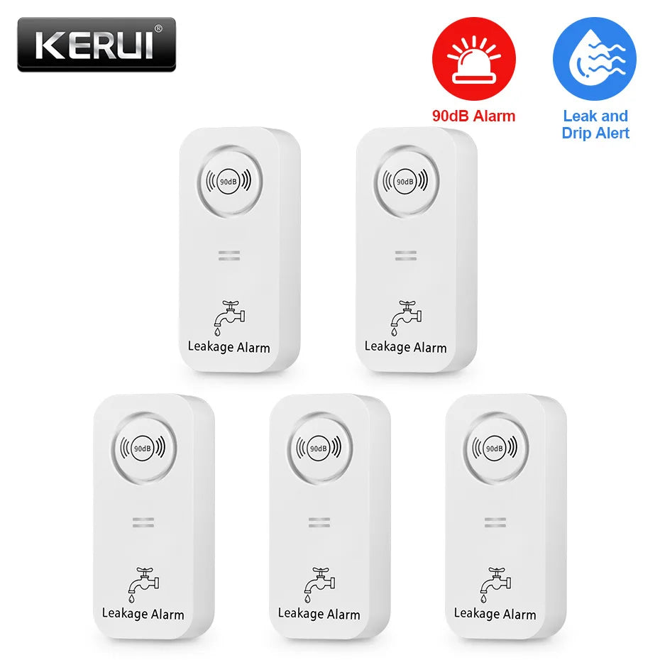 Capteur d'eau sans fil KERUI, alarme 90 dB, détecteur de fuites d'eau, surveillance des fuites et alarme d'écoulement pour cuisine, salle de bain et sous-sol
