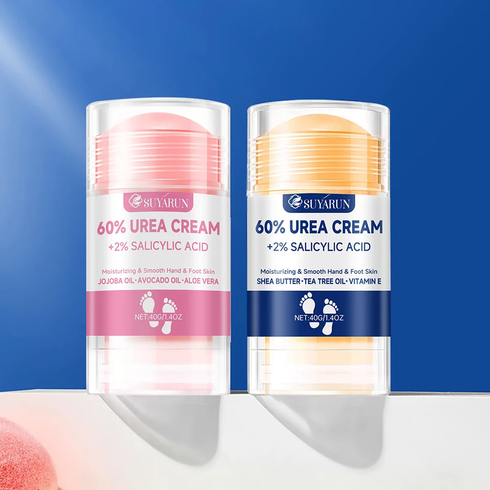 SUYARUN 60 % Urea Foot Cream Stick - Hydratant et exfoliant, réparation du talon fissuré, hydratation profonde pour pieds secs, protection prolongée