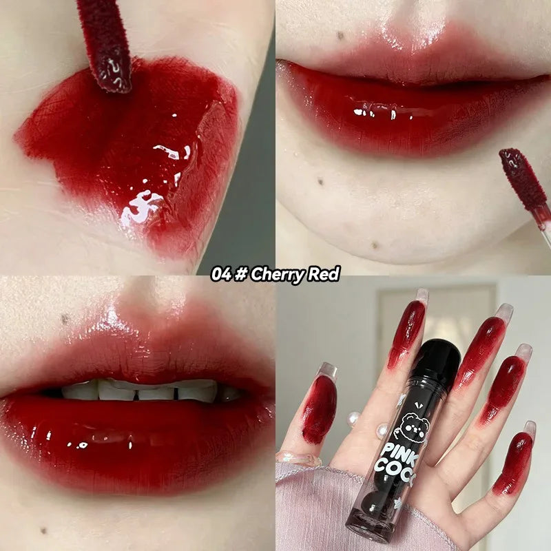 Gloss à lèvres effet miroir Ours Adorable - Rouge à lèvres liquide longue tenue, hydratant et sans transfert, à la texture aqueuse - Brillance luxueuse