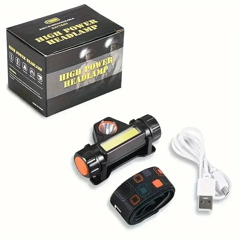 Lampe frontale LED COB Rechargeable USB, magnétique, puissante, Super brillante, étanche, pour la pêche en plein air