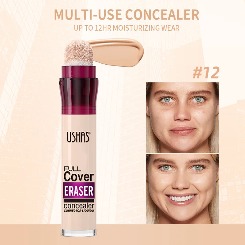 New Sponge Head Concealer for Dark Circles Freckles Acne Pigmentation and Blemishes Long Lasting Moisturizing Liquid Foundation