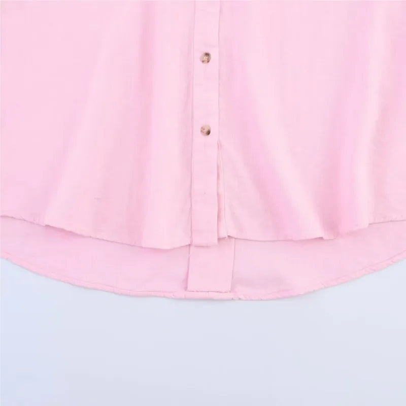 HipSeam chemise à manches larges femmes printemps ourlet asymétrique bouton chemises pour femmes Simple dame Johnny col chemises et chemisiers en lin