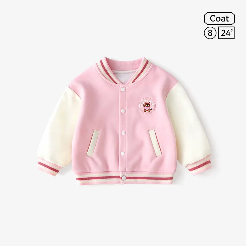 Collection printemps-automne 2025 garçons et filles - Vêtements d'extérieur tendance - Uniformes - Tenue décontractée - Veste de baseball à manches longues style dessin animé