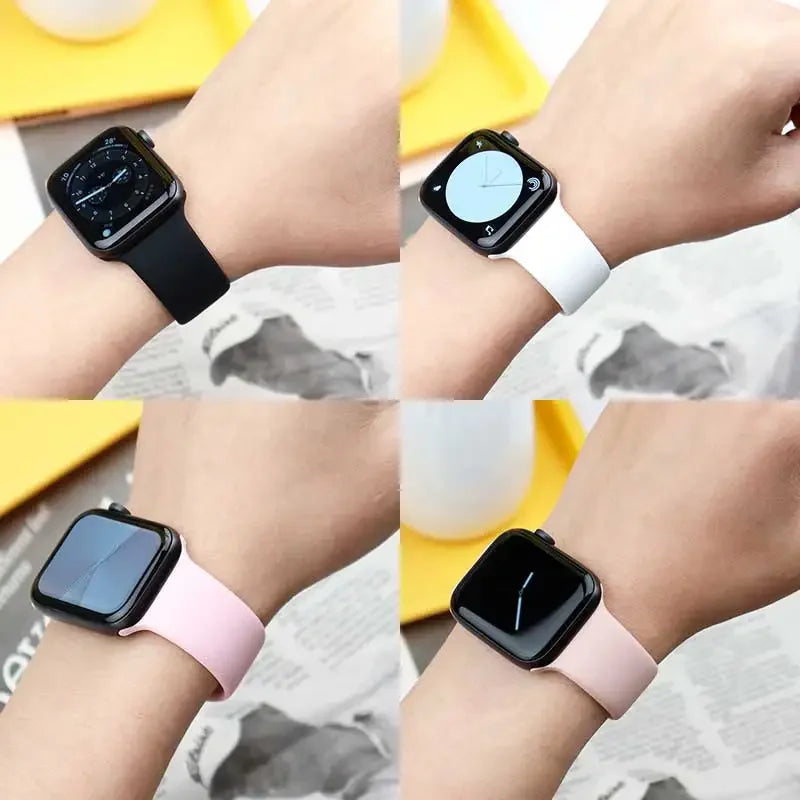 Bracelet en Silicone pour Apple Watch, 44mm 45mm 40mm 41mm 42-46mm, bracelet de sport iwatch série 8 7 6 5 4 9 10 11 SE-Ultra 2/3 49mm