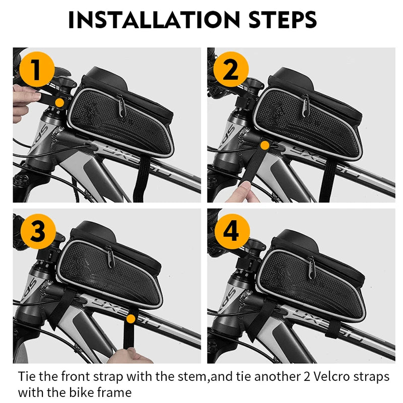 Sacoche de vélo WEST BIKING, sacoche de cadre avant étanche pour téléphone 6,5 pouces avec écran tactile, idéale pour VTT et vélo de route.