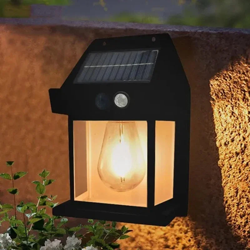 Lampe de nuit solaire en tungstène, capteur de mouvement Intelligent, applique murale, 3 Modes d'éclairage, lanterne étanche de décoration de jardin de cour