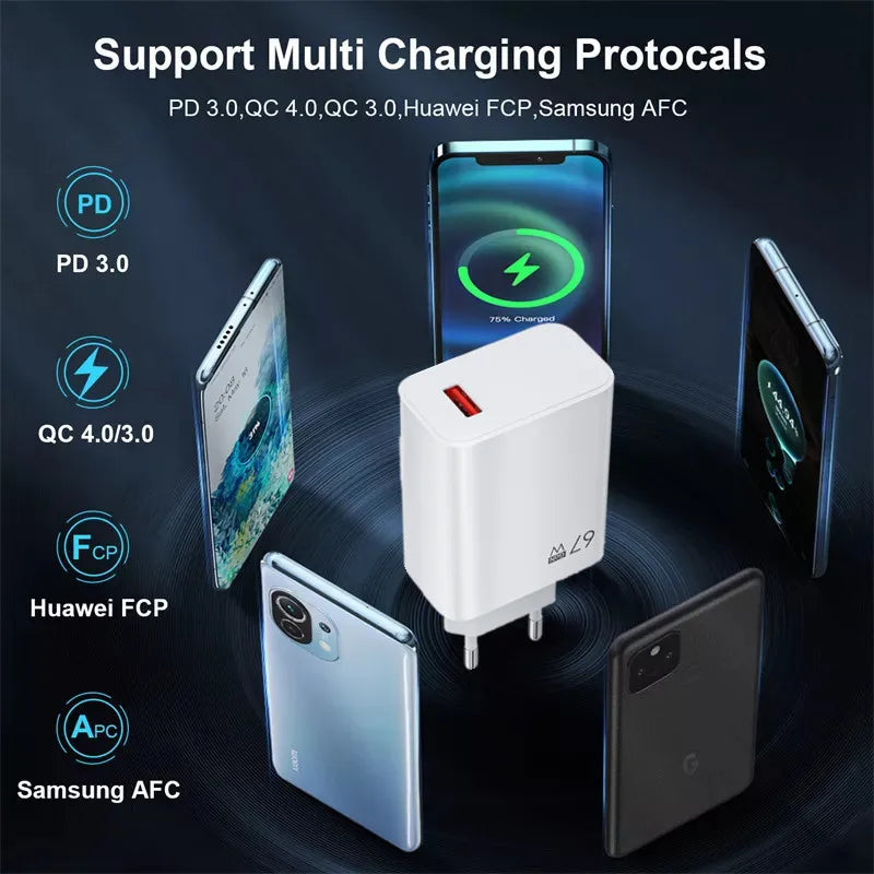 GaN – chargeur USB rapide 3.0, câble de Charge pour Xiaomi 14 13 12 11 10 Ultra Redmi Note 12T 13 Pro Turbo 6A