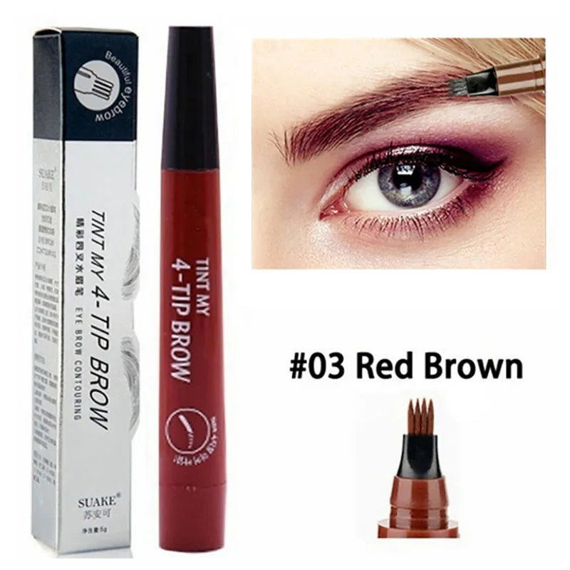 Crayon à sourcils microblading à 4 fourchettes, imperméable, maquillage naturel longue durée, cinq couleurs