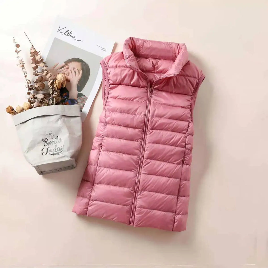Gilet en duvet Ultra léger pour femmes, veste sans manches, Slim, Portable, léger, coupe-vent, nouvelle collection 2024