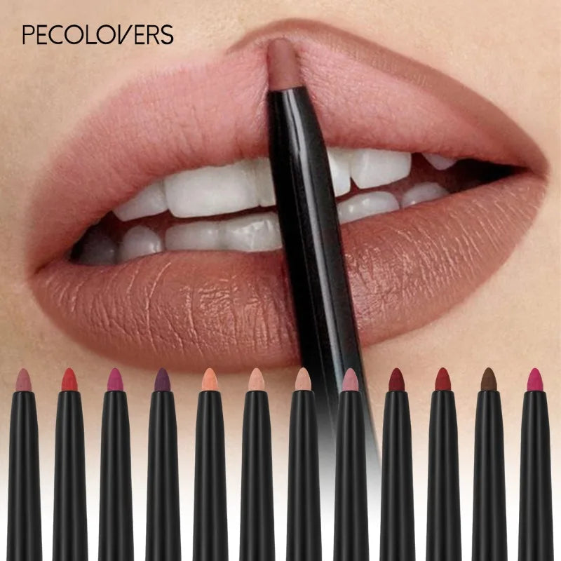 Crayon à lèvres mat waterproof, rouge contour des lèvres, longue tenue, sans transfert, hydratant, 12 couleurs