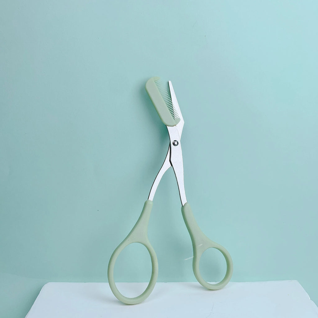 Ciseaux de rasoir à sourcils en acier inoxydable, tondeuse anti-rayures sûre pour débutants, outil de beauté tranchant en croissant, multicolore