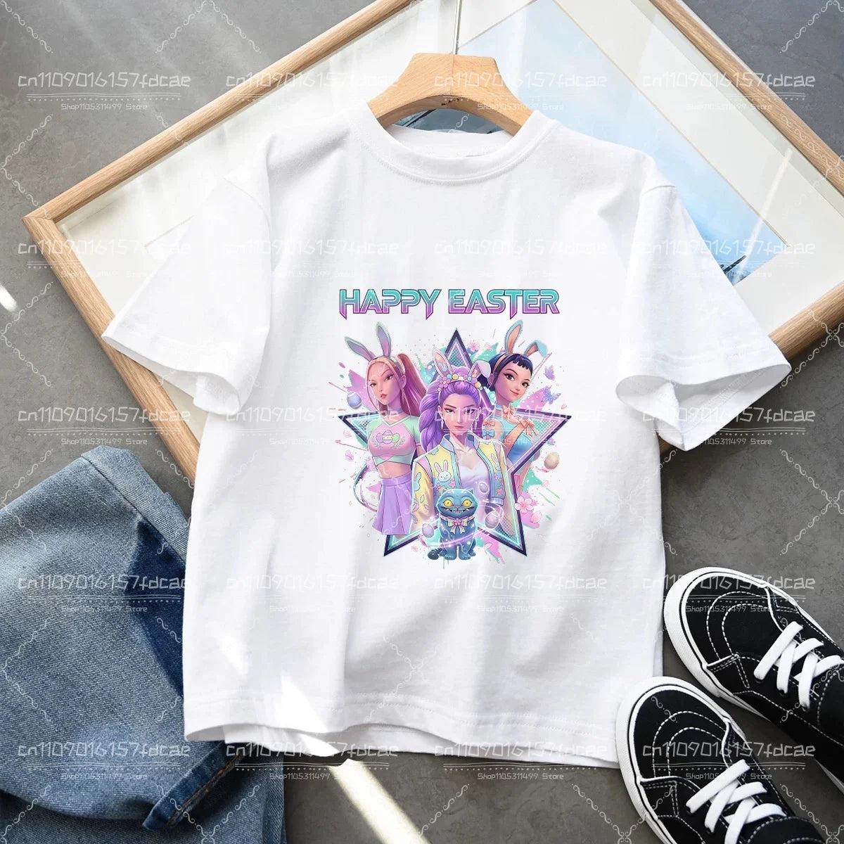 T-shirt Fun Huntrix Kpop Demon Hunters 2026 pour garçons et filles fans, cadeau d'été, col rond, manches courtes, t-shirt tendance pour enfants
