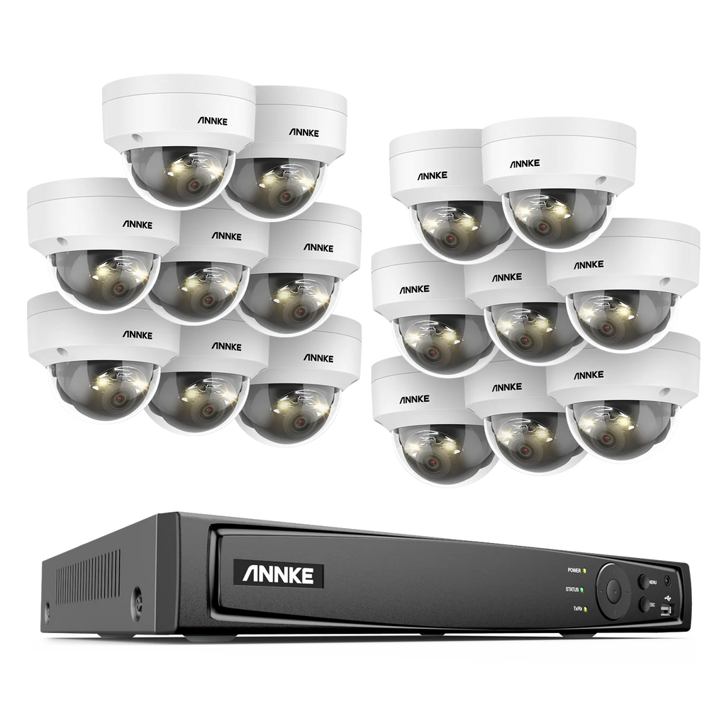 Système de caméras Annke H.265+ 3K Smart Dual Light PoE avec objectif 2,8 mm, détection de personnes et de véhicules, protection de sécurité IP67 et vidéosurveillance