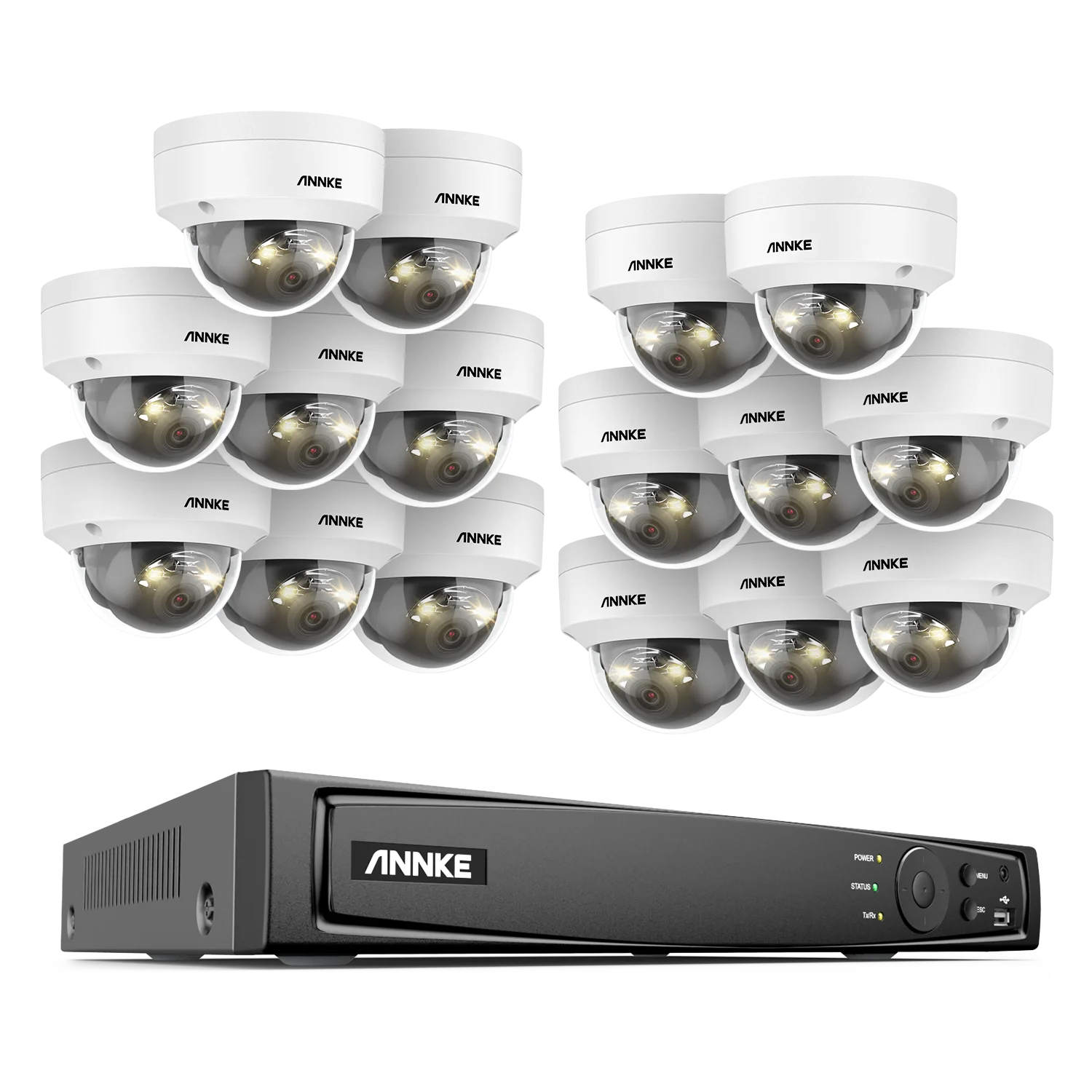 Système de caméras Annke H.265+ 3K Smart Dual Light PoE avec objectif 2,8 mm, détection de personnes et de véhicules, protection de sécurité IP67 et vidéosurveillance