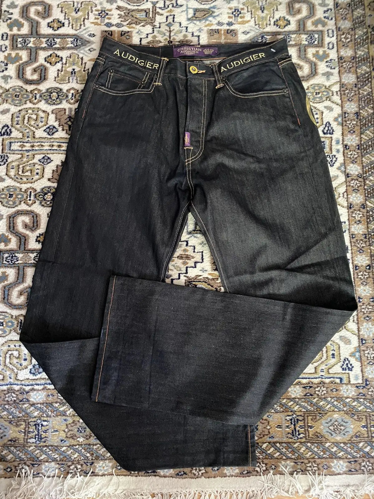Vintage Statue de la liberté diamants jean pantalon en denim décontracté taille haute droite jambe large jean Harajuku Y2k années 2000 vêtements pour femmes