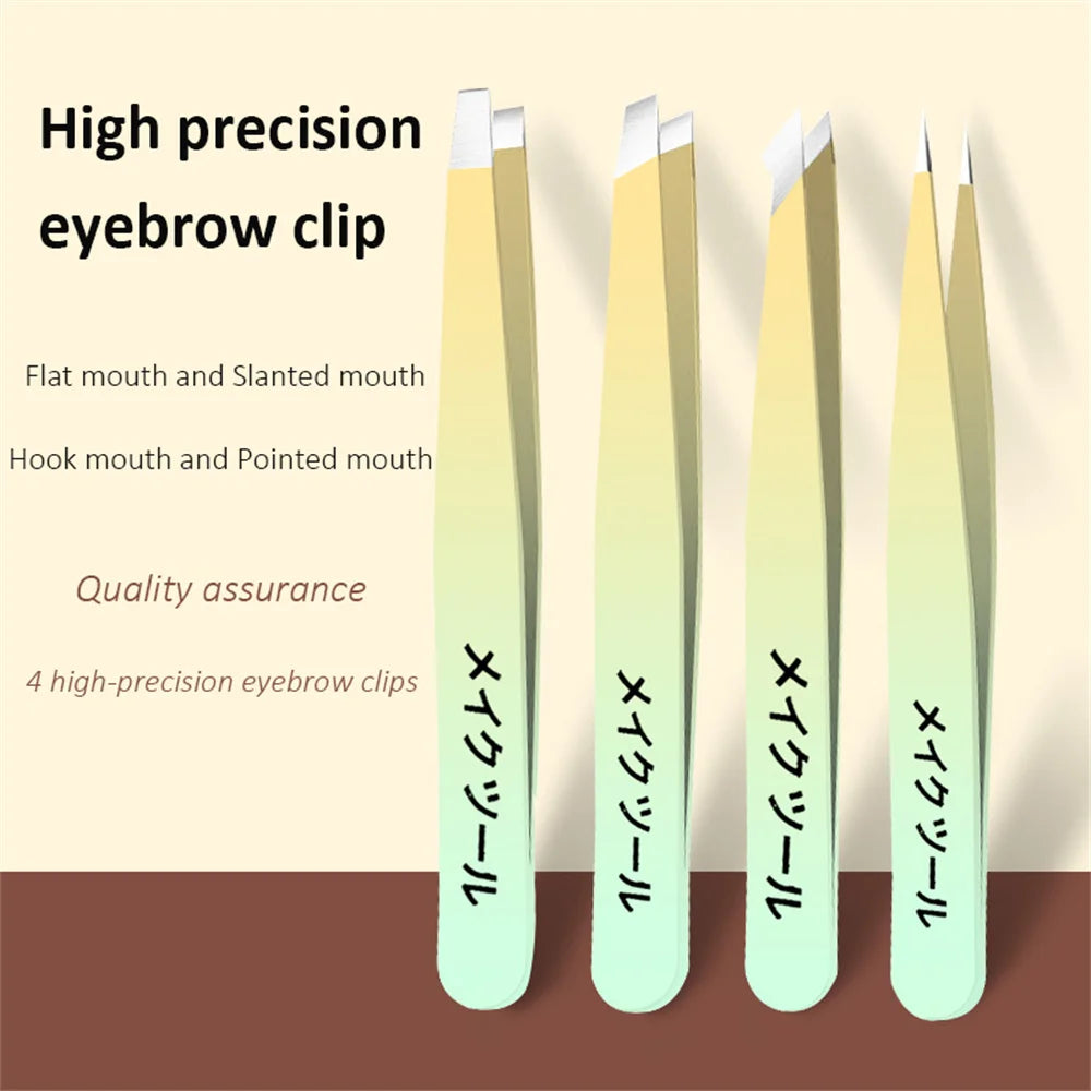Ensemble de pinces à sourcils Ouriner 4 pièces pinces à sourcils en acier inoxydable ensemble d'outils de beauté professionnels pour la croissance des poils du visage vers l'intérieur