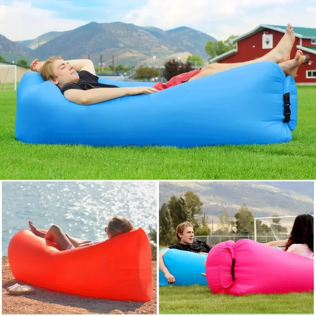 Canapé gonflable paresseux d'extérieur portable, canapé gonflable pliable pour le camping, mobilier d'extérieur, chaise longue gonflable
