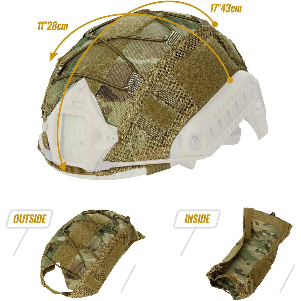 BOOIU Tactical Helmet Cover for Fast Helmet Multi-Camo Helmet Cover   Military Paintball Hunting Shooting Gear - Without Helmet