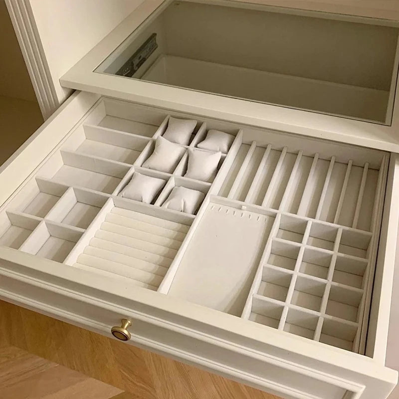 Présentoir à bijoux en velours, porte-bijoux exquis, Portable, bague, boucles d'oreilles, collier, organisateur, boîte de rangement, plateaux organisateurs Beige