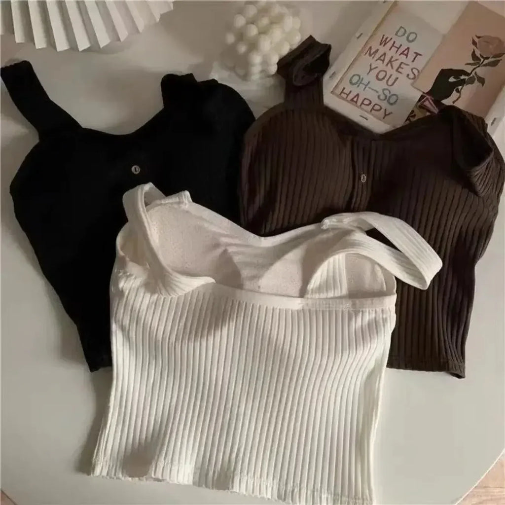 Hauts courts pour femmes style Y2K 2025 avec soutien-gorge intégré, corset d'été, bretelles coréennes, débardeur sexy, camisole slim, nouveauté