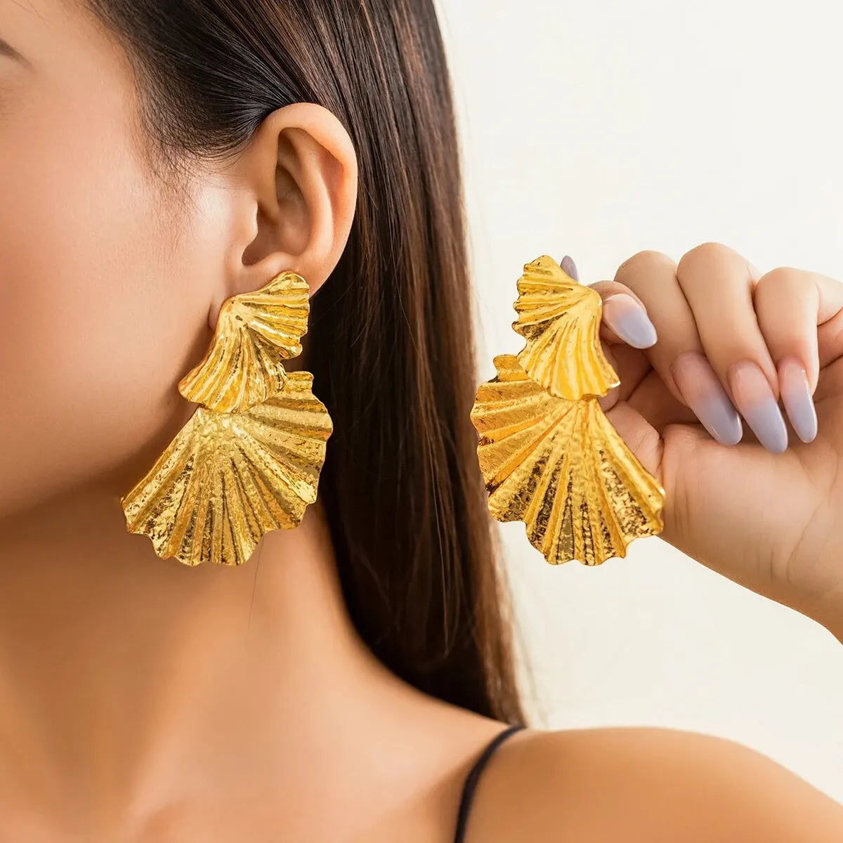 Boucles d'oreilles classiques à pendentif en forme de feuille de Ginkgo pour femmes, accessoires de bijouterie de fête de Banquet, irréguliers et exagérés