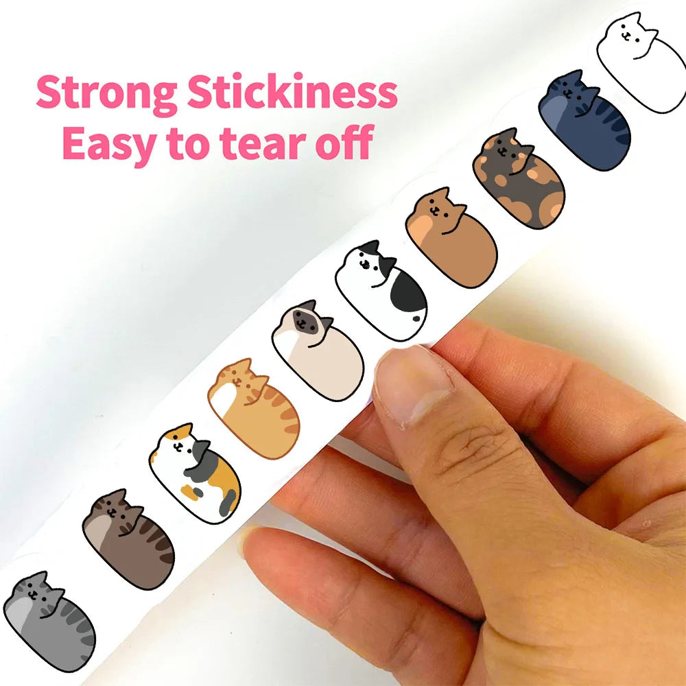 500 autocollants Kawaii Chat Tuo Tuo en rouleau pour skateboard, ordinateur portable, bagage, téléphone, cadeau, étanches, mignons