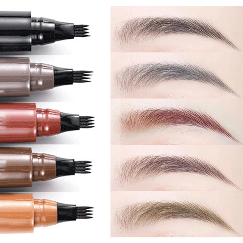 Crayon à sourcils à quatre embouts, longue tenue, sans bavure, résistant à l'eau, anti-bavure
