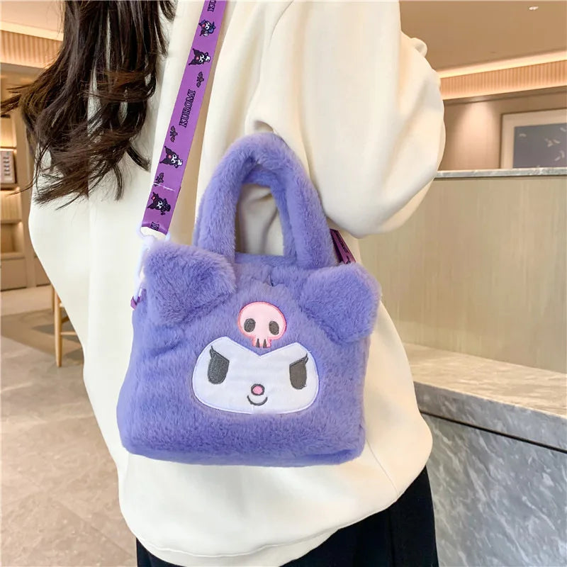 1pc Sanrio sac Kawaii Kuromi cannelle ma mélodie dessin animé en peluche sac à main sac cosmétique voyage sac de rangement femmes fille cadeaux