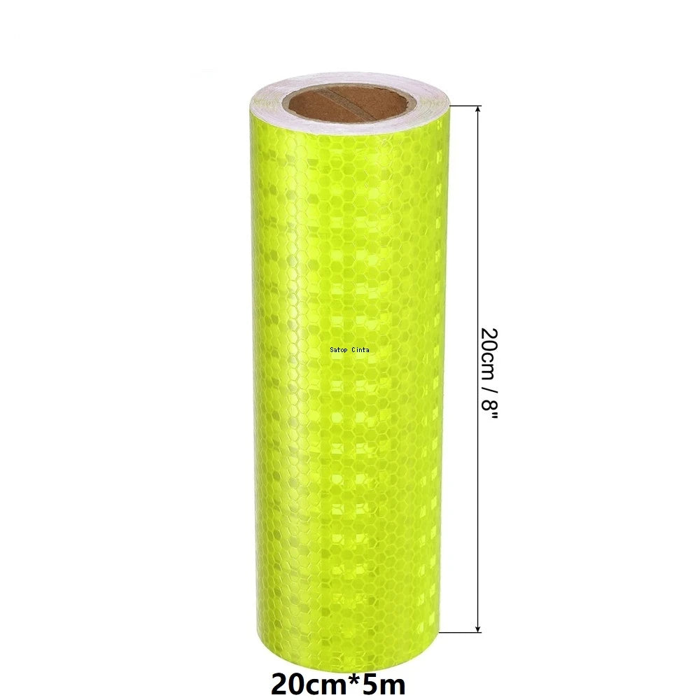 Autocollants réfléchissants jaunes fluorescents pour vélo, 2.5cm/5cm/10cm/20cm x 5m, bande de sécurité d'avertissement étanche à haute visibilité pour véhicule