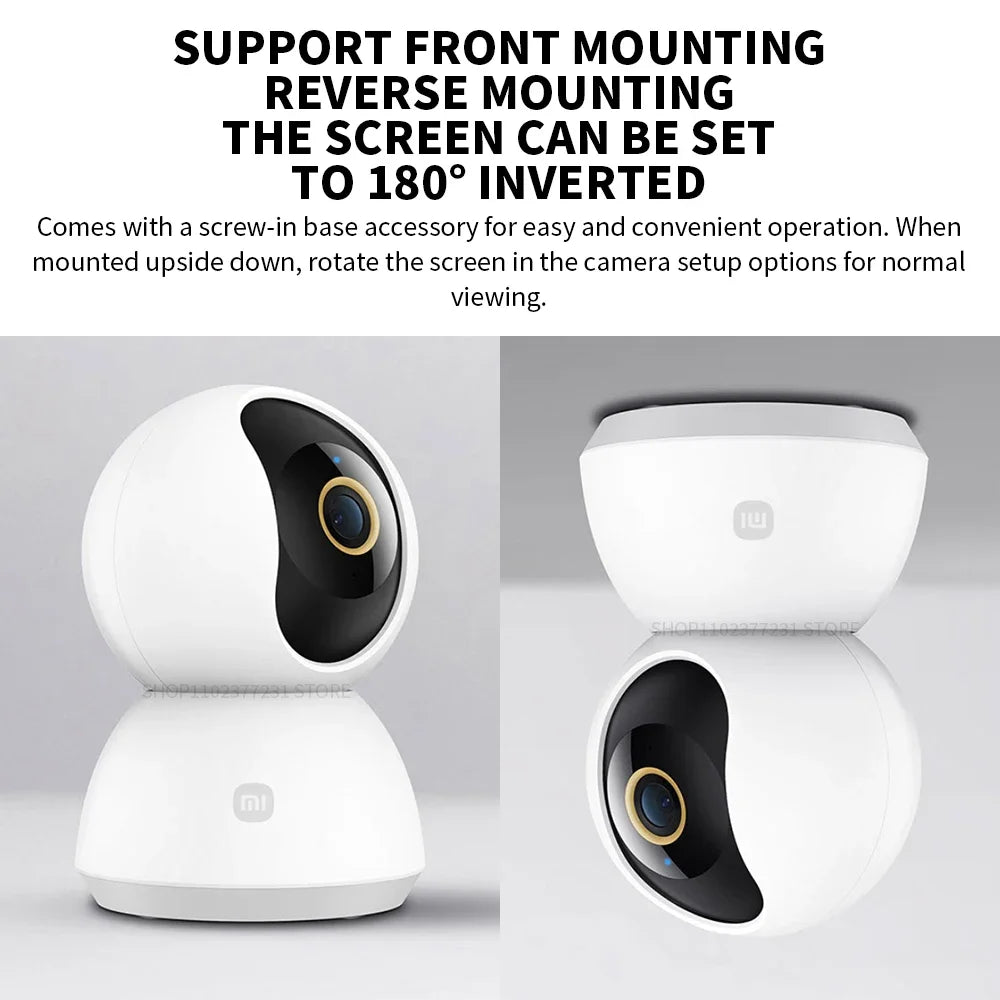Caméra de sécurité connectée Xiaomi 360° Mi PTZ 2K Webcam 1296P 3 mégapixels avec détection humaine par IA et vision nocturne (version chinoise)