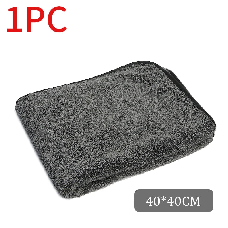 Serviette de nettoyage de voiture en microfibre 1200GSM/600GSM, Double face, Super absorbant, chiffon de nettoyage anti-rayures, doux et pelucheux