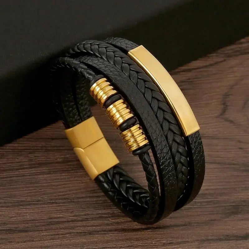 Bracelet en cuir classique pour hommes, nouveau Style, tissé à la main, multicouche, accessoire combiné, mode homme, bijoux, vente en gros, livraison directe