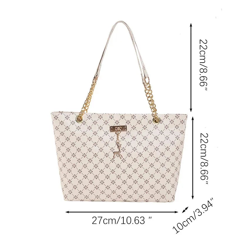 New Presbyopia Handbag Texture Soft Leather Large Capacity Tote Women Bag With Hanging Accessories Shoulder Bag
