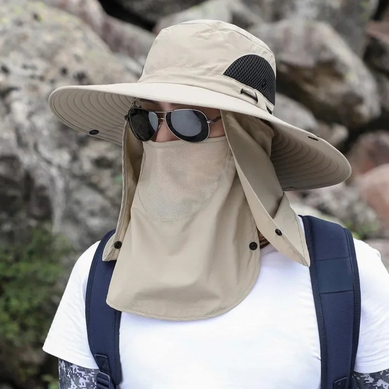 Chapeau avec protection du cou détachable multi-usages Chapeau de soleil d'été Protection solaire Respirant Séchage rapide Protection UV