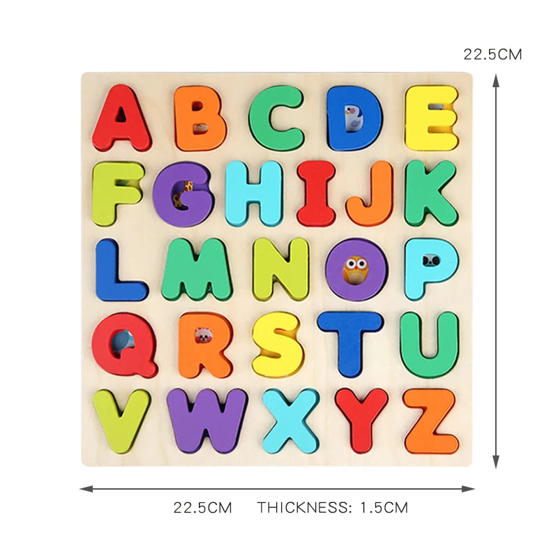 Puzzle en bois Montessori pour enfants - Jeu éducatif alphabétique, arithmétique, numérique et géométrique pour l'apprentissage préscolaire