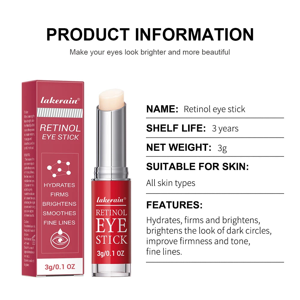 Crème pour les yeux au rétinol éclaircissant les cercles sombres raffermissant la peau, sérum réparateur instantané pour les yeux en bâton pour femmes