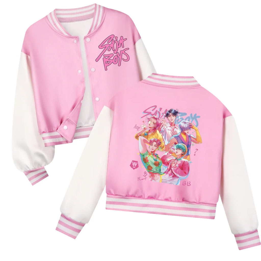 Vêtements pour enfants KPop Demon Hunters Huntrix SAJABOYS - Uniforme de baseball pour garçons - Printemps/Automne - Sweat à capuche décontracté pour bébés et filles - Costume pour enfants