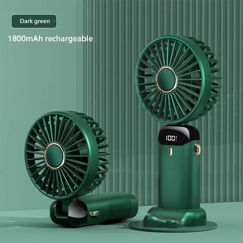 Portable Handheld Personal Rechargeable Fan LED Digital Display 90°Adjustable  Rechargeable Fan , 5 Speed Wind Mini Aromatherapy