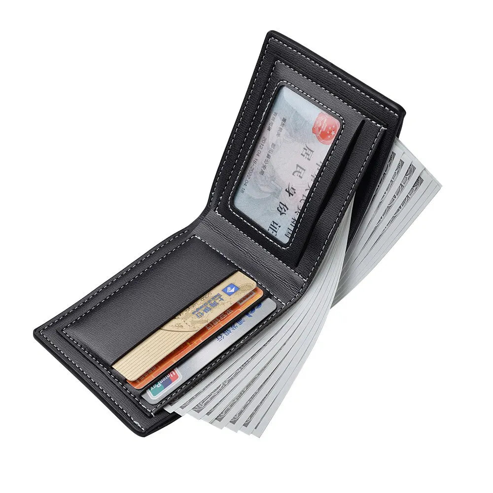 Portefeuille court en cuir Pu pour hommes, Style fin, pliable, pour jeunes hommes, porte-cartes de crédit