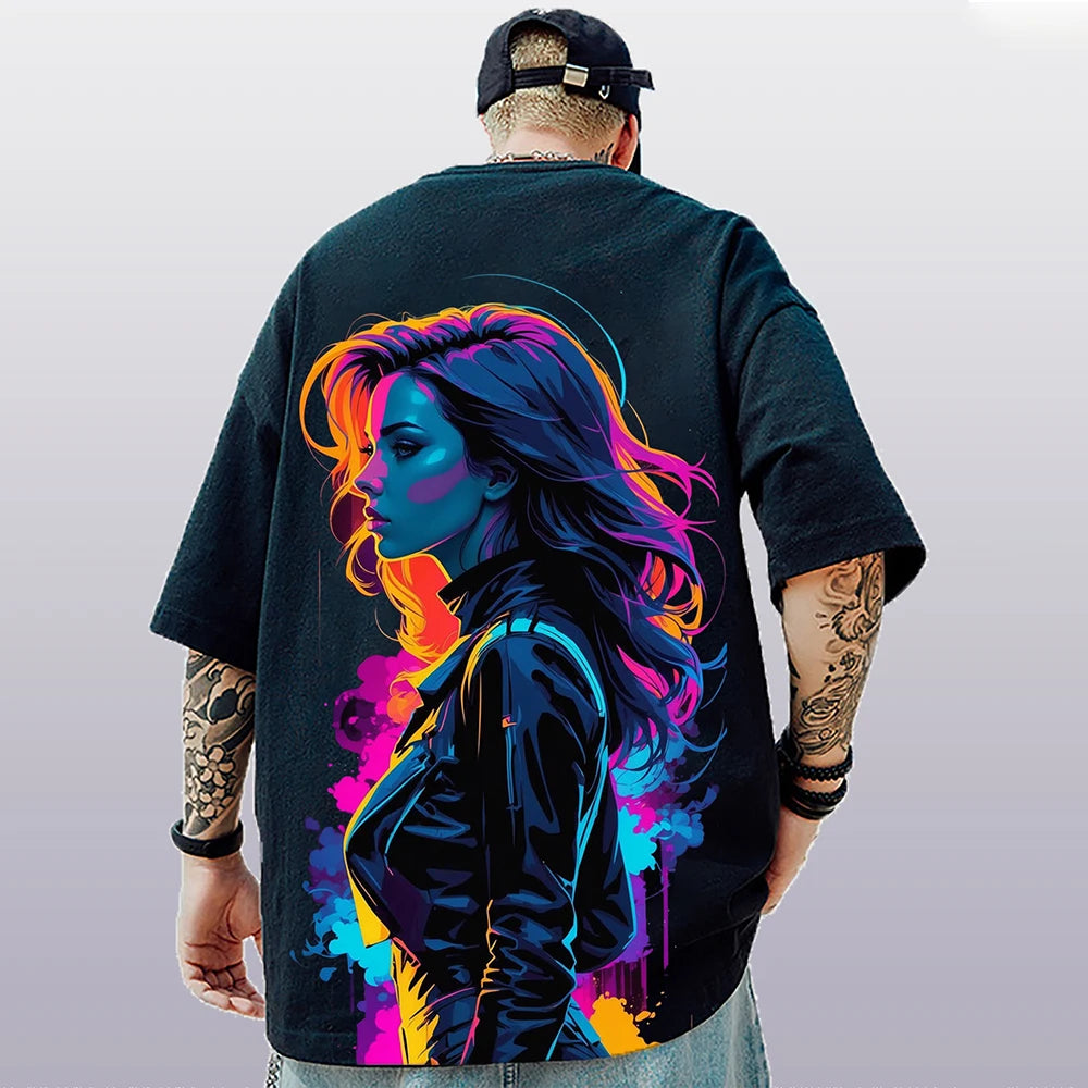 T-Shirt d'été à manches courtes pour hommes, ample et décontracté, avec personnage d'anime imprimé en 3d, surdimensionné, tendance, vêtements masculins
