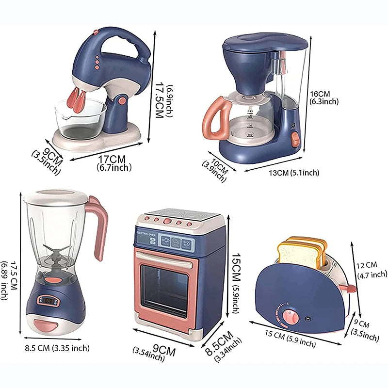 Mini-électroménagers, jouets de cuisine, ensemble de jeu d'imitation avec cafetière, mixeur et grille-pain, cadeau idéal pour les enfants (garçons et filles)