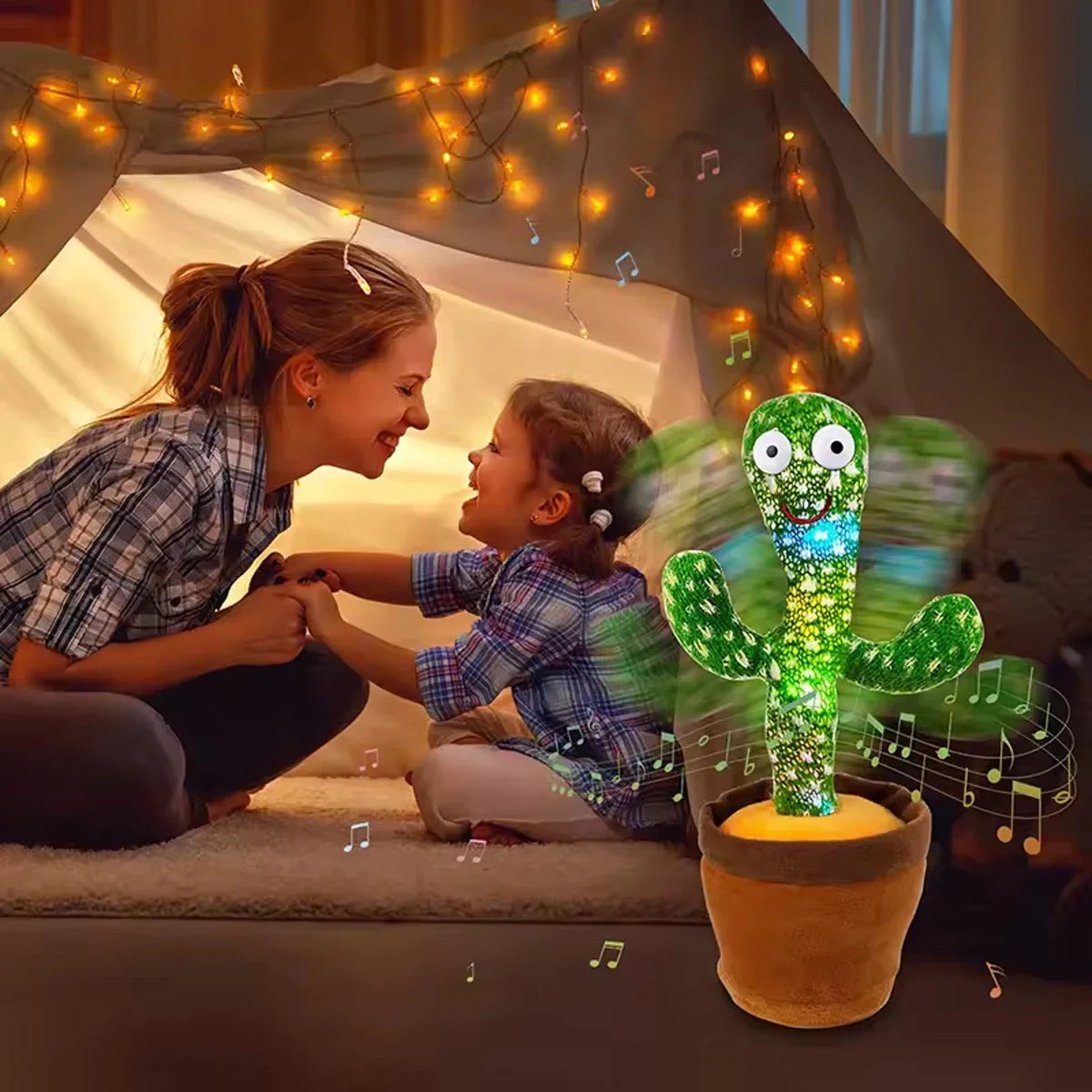 1 cactus parlant rechargeable, avec fonction d'enregistrement et de répétition. Changeur de voix disponible en espagnol, anglais et arabe