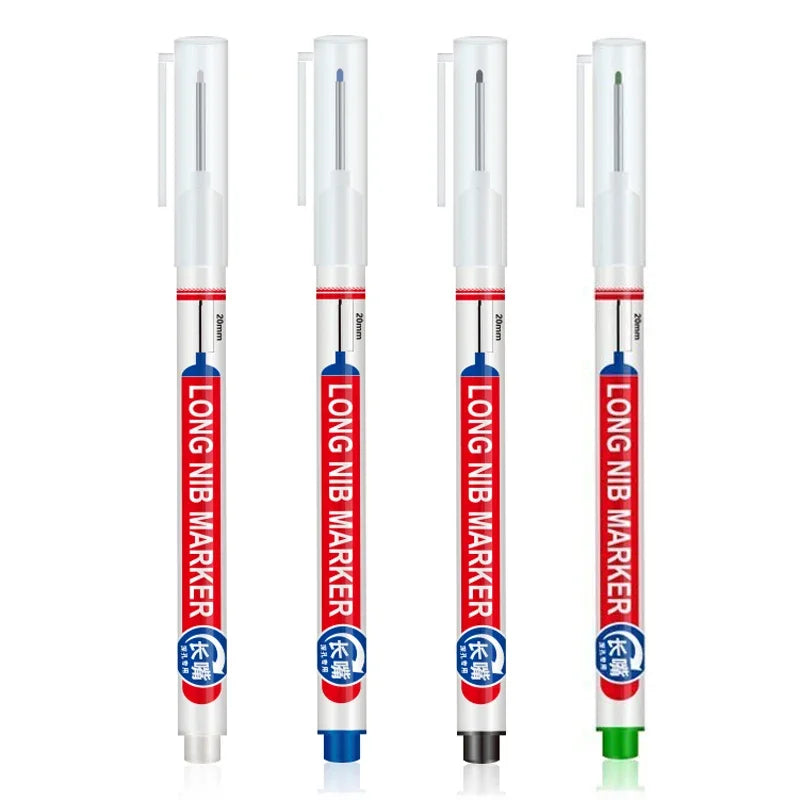 Marqueurs à tête de pointe longue pour stylo perforateur en métal, étanche, salle de bains, décoration du bois, multi-usages, 4 pièces/ensemble 20mm