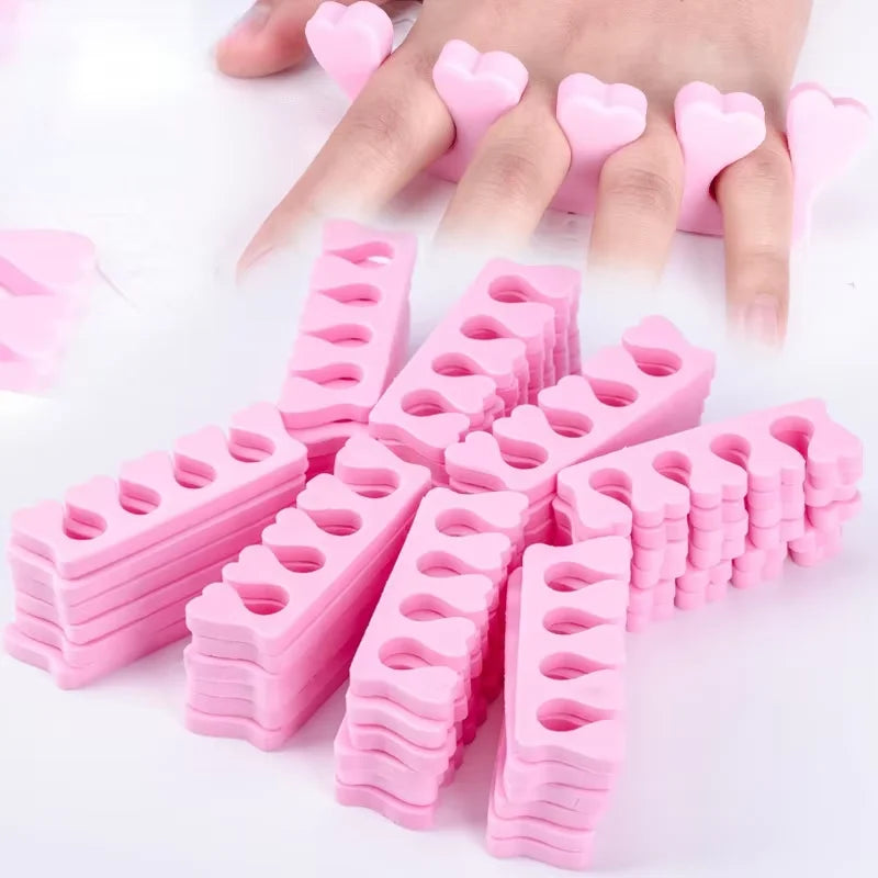 YIKOOLIN 100 séparateurs d'orteils souples pour les doigts et les pieds, outils de nail art flexibles en forme de cœur, pour la pratique de la manucure et de la pédicure