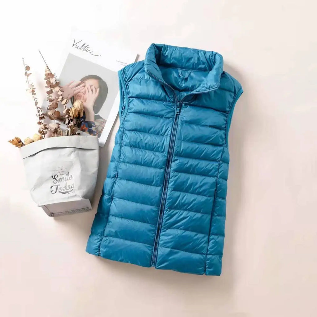 Gilet en duvet Ultra léger pour femmes, veste sans manches, Slim, Portable, léger, coupe-vent, nouvelle collection 2024
