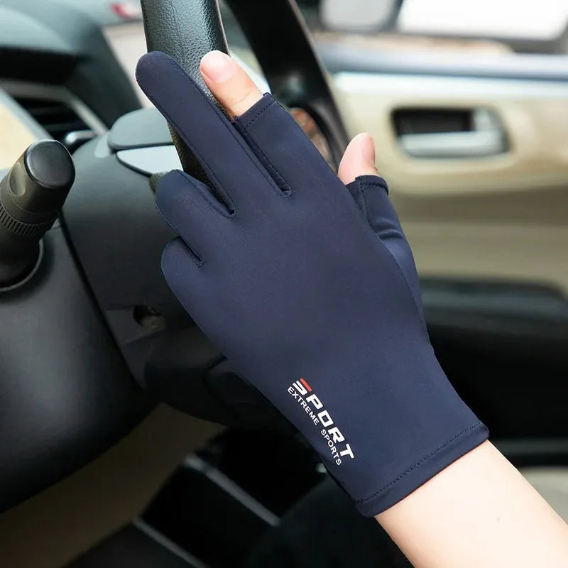 Gants demi-doigts en soie glacée, hautement élastiques, respirants et offrant une protection solaire optimale, pour hommes et femmes (1 paire). Gants fins pour activités de plein air : cyclisme, conduite, pêche