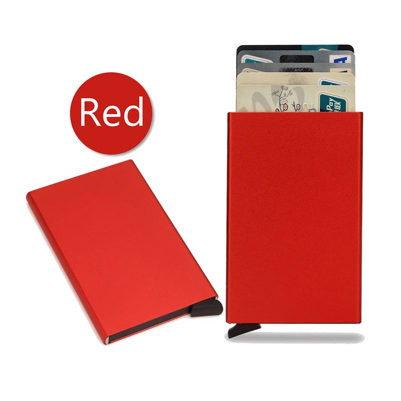 Hommes ID crédit porte carte bancaire portefeuille Anti Rfid intelligent Anti Rfid blocage protégé magique Pop Up mince petit argent portefeuilles étui