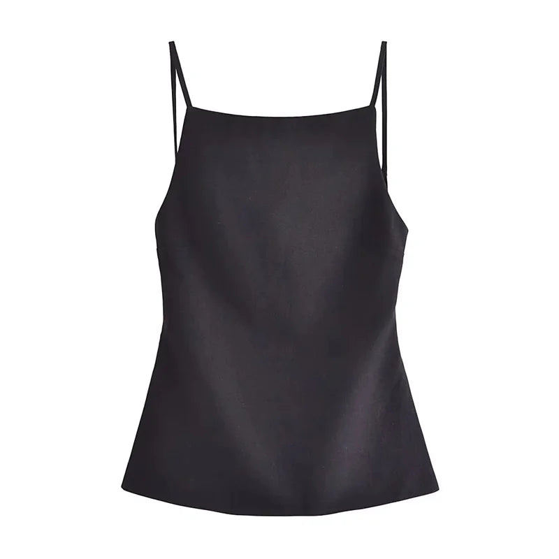 MUJER 2025 noir haut sans dossier femme blanc sans manches haut court avec bretelles été Sexy hauts femme fête femmes haut de soirée