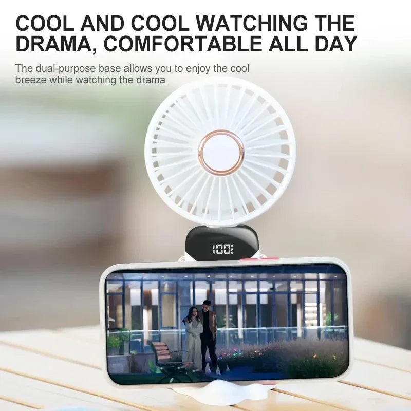 Portable Handheld Personal Rechargeable Fan LED Digital Display 90°Adjustable  Rechargeable Fan , 5 Speed Wind Mini Aromatherapy