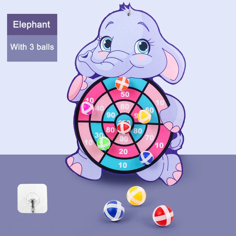 Dart Board for Kids with 3 Sticky Balls Indoor Outdoor Sport Party Games Cartoon Animal Dart Board Toys Christmas Gift